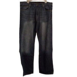 Calvin Klein Size 38 x 32 Mens Jeans Relaxed Straight Fit Dark Wash 100% Cotton